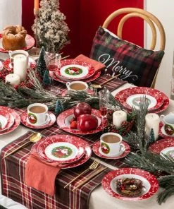 MAMAISON Kerst Servies Set - 30 Stuk Porselein - Kerst Patroon - Gift Servies - Set Met Cup, Schotel, Dessert, Soep, Diner Bord Servies - Set 30 Stuk -Sophie Shop 550x550 854