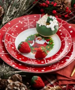 MAMAISON Kerst Servies Set - 30 Stuk Porselein - Kerst Patroon - Gift Servies - Set Met Cup, Schotel, Dessert, Soep, Diner Bord Servies - Set 30 Stuk -Sophie Shop 550x550 856