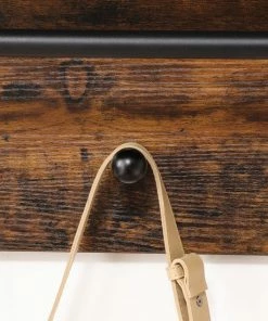 Furnihaus Wandkapstok Bruin Met Zwarte Hoedenplank, 3 Hangers En Garderobestang, Afm. 60 X 21.5 X 40 Cm -Sophie Shop 550x550 901