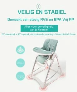 Thuys Kinderstoel Inklapbaar - Inklapbare Kinderstoel Verstelbaar - Kinderstoel Inklapbaar Met Eetblad Kantelbaar - Zitten & Liggen - Verwijderbaar Eetblad - Met Wielen - BPA Vrij - Tot 20KG - Dinosaurus Blauw -Sophie Shop 550x550 904