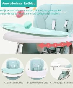 Thuys Kinderstoel Inklapbaar - Inklapbare Kinderstoel Verstelbaar - Kinderstoel Inklapbaar Met Eetblad Kantelbaar - Zitten & Liggen - Verwijderbaar Eetblad - Met Wielen - BPA Vrij - Tot 20KG - Dinosaurus Blauw -Sophie Shop 550x550 907