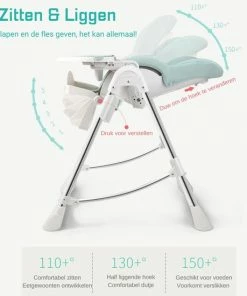 Thuys Kinderstoel Inklapbaar - Inklapbare Kinderstoel Verstelbaar - Kinderstoel Inklapbaar Met Eetblad Kantelbaar - Zitten & Liggen - Verwijderbaar Eetblad - Met Wielen - BPA Vrij - Tot 20KG - Dinosaurus Blauw -Sophie Shop 550x550 913