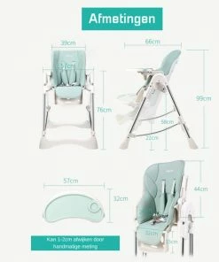 Thuys Kinderstoel Inklapbaar - Inklapbare Kinderstoel Verstelbaar - Kinderstoel Inklapbaar Met Eetblad Kantelbaar - Zitten & Liggen - Verwijderbaar Eetblad - Met Wielen - BPA Vrij - Tot 20KG - Dinosaurus Blauw -Sophie Shop 550x550 915