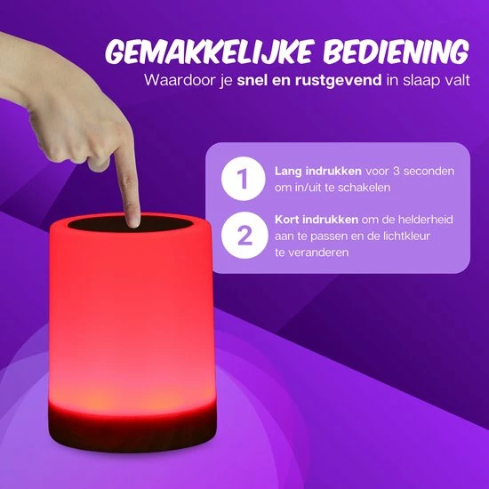 Merkloos Nachtlampje Kinderen - Tafellamp - Slaapkamer - Bedlamp - Lamp Nachtkastje - Baby - Draadloos - 5 Kleuren 4 Merkloos Nachtlampje Kinderen - Tafellamp - Slaapkamer - Bedlamp - Lamp Nachtkastje - Baby - Draadloos - 5 Kleuren - Afbeelding 2
