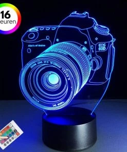 ANiMU 3D Lamp - 16 Kleuren - Camera - Fotocamera - Creatief - LED Illusie - Bureaulamp - Nachtlampje - Sfeerlamp - Dimbaar - USB Of Batterijen - Afstandsbediening - Cadeau