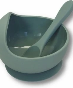 Kids Cultures | Baby Servies | Baby Bordje Met Zuignap Inclusief Lepel | Kinderbord | Groen