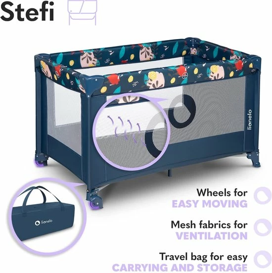 Lionelo Stefi - Campingbedje - 125x65cm - Tot 15kg - Transporttas 13 Lionelo Stefi - Campingbedje - 125x65cm - Tot 15kg - Transporttas - Afbeelding 11