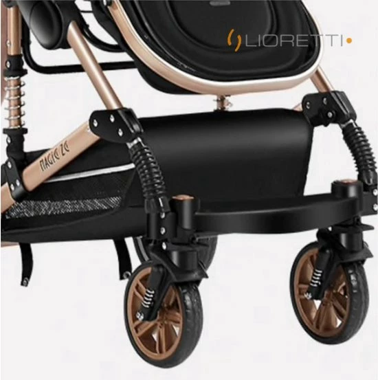 Merkloos Lioretti Luxe Baby Buggy 3 In 1 | Baby Wagen | Kinderwagen Met Stoel En Wieg | Inklapbaar | Hoge Kwaliteit | Combi | Zwart 7 Merkloos Lioretti Luxe Baby Buggy 3 In 1 | Baby Wagen | Kinderwagen Met Stoel En Wieg | Inklapbaar | Hoge Kwaliteit | Combi | Zwart - Afbeelding 5