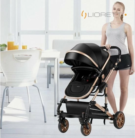 Merkloos Lioretti Luxe Baby Buggy 3 In 1 | Baby Wagen | Kinderwagen Met Stoel En Wieg | Inklapbaar | Hoge Kwaliteit | Combi | Zwart 14 Merkloos Lioretti Luxe Baby Buggy 3 In 1 | Baby Wagen | Kinderwagen Met Stoel En Wieg | Inklapbaar | Hoge Kwaliteit | Combi | Zwart - Afbeelding 12