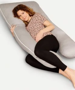 Telano Zwangerschapskussen 100% Katoen XXL | Extra Hoes En Opbergtas | 100% Katoenen Hoes | 2500 Gram Vulling| Voedingskussen | U Vorm | Extra Groot | Zijslaapkussen | Grijs -Sophie Shop 550x563 3