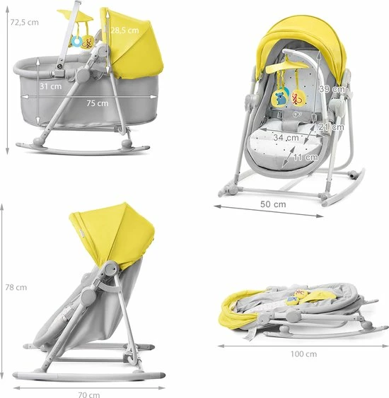 Kinderkraft - Crib - 5-in-1 - Unimo - Up - Yellow 5 Kinderkraft - Crib - 5-in-1 - Unimo - Up - Yellow - Afbeelding 3