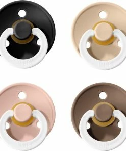 Bibs Fopspeen - Maat 2 6-18 Maanden - 4 Stuks - Dark Oak - Blush - Black - Vanilla Glow In The Dark