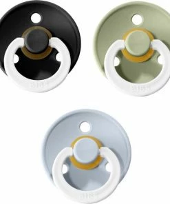 BIBS GLOW In The Dark Spenen | Set Van 3 Stuks | Black - Sage - Baby Blue | - Maat 1 - T1 Leeftijd:| Fopspeen | Newborn 0-6 Maanden