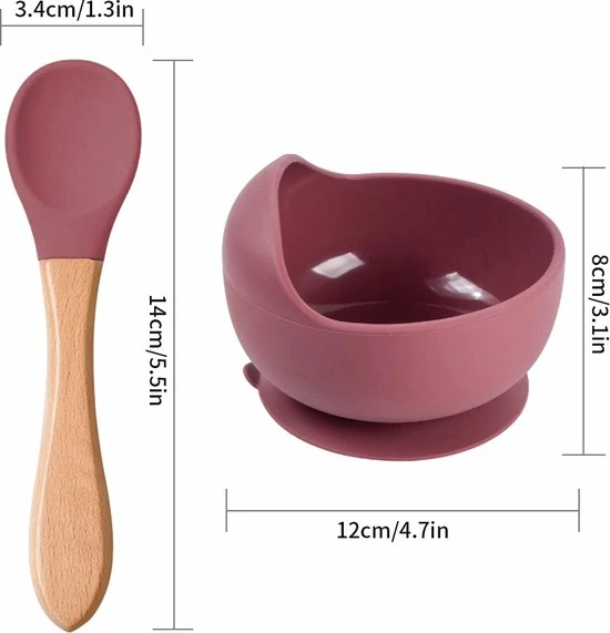 MINIIYOU 2 Stuks - Baby Bordjes Met Zuignap Met Lepel - Roze - Siliconen Kommetjes 4 MINIIYOU 2 Stuks - Baby Bordjes Met Zuignap Met Lepel - Roze - Siliconen Kommetjes - Afbeelding 2