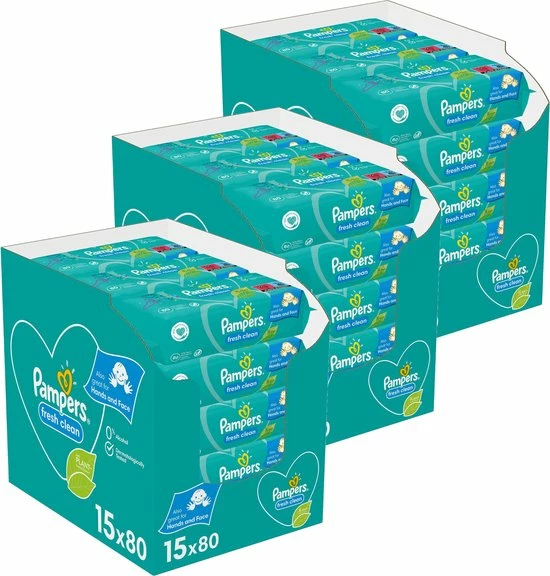 Pampers - Fresh Clean - Billendoekjes - 3600 Doekjes - 45 X 80 3 Pampers - Fresh Clean - Billendoekjes - 3600 Doekjes - 45 X 80