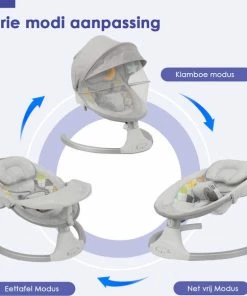 BIOBY Elektrisch Wipstoel Met Eettafel - Lullaby Schommelstoel - Babyswing - Elektrische Babyschommel - Grijs -Sophie Shop 550x580 7