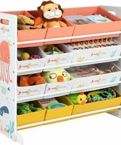 SONGMICS Speelgoedplank, Kinderkamerplank Met 12 Stoffen Dozen, Voor Boeken En Speelgoed, Speelgoedorganizer, Kinderkamer, Voor Kinderen, Multifunctioneel, Wit GKRS04WT 17 SONGMICS Speelgoedplank, Kinderkamerplank Met 12 Stoffen Dozen, Voor Boeken En Speelgoed, Speelgoedorganizer, Kinderkamer, Voor Kinderen, Multifunctioneel, Wit GKRS04WT -Sophie Shop 550x583 2