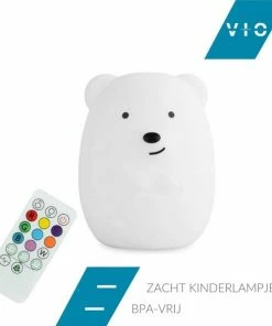 VIO Products - Nachtlampje Beer - Zacht Kinderlampje - 8 LED Kleuren Kinderkamer - Dimbaar - BPA Vrij - Kindvriendelijk - Milieuvriendelijk - Baby Cadeau