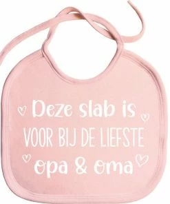 Goldengifts Slabbetjes - Slabber - Slab - Baby - Deze Slab Is Voor Bij De Liefste Opa & Oma - Opa - Oma - Zwangerschap Aankondiging - Koordjes - Stuks 1 - Baby Roze