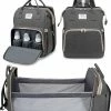 INSMA Luiertas Rugzak - Luiertassen Met Babybed - Luiertas Met Wieg - Luiertas Verzorgingstas Met Babybedje - Verzorgingsrugzak - Grijs