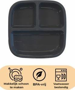 Deryan Quuby Set - Placemat - Plate Set - Kinderservies - Drinkbeker - Grijs -Sophie Shop 550x605