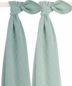 Jollein Hydrofiele Doek Large 115x115cm Bamboe Katoen - Ash Green - 2 Stuks