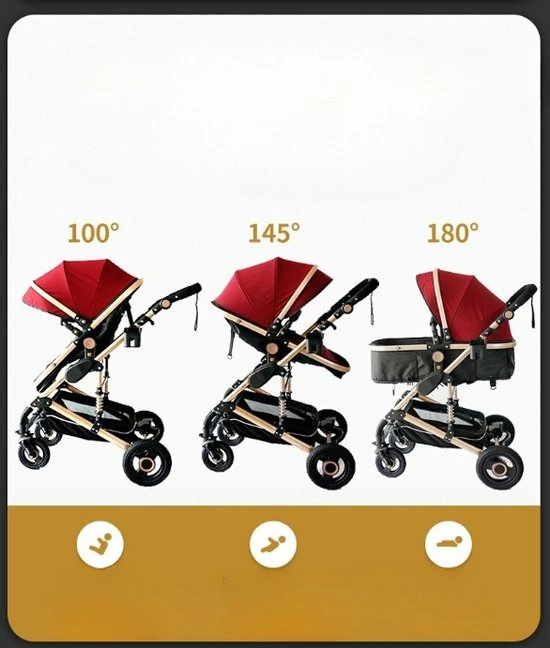Koark Luxe Kinderwagen 3 In 1 - Extra Gratis Cadeau - Opklapbare Wandelwagen - Auto Zitje -Maxi-Cosi - Rood 5 Koark Luxe Kinderwagen 3 In 1 - Extra Gratis Cadeau - Opklapbare Wandelwagen - Auto Zitje -Maxi-Cosi - Rood - Afbeelding 3