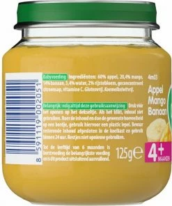 Olvarit Fruithapje 4+ Maanden - Appel Mango Banaan - 6 X 125g -Sophie Shop 550x657 1
