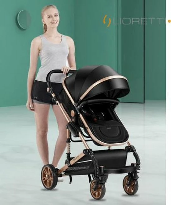 Merkloos Lioretti Luxe Baby Buggy 3 In 1 | Baby Wagen | Kinderwagen Met Stoel En Wieg | Inklapbaar | Hoge Kwaliteit | Combi | Zwart 9 Merkloos Lioretti Luxe Baby Buggy 3 In 1 | Baby Wagen | Kinderwagen Met Stoel En Wieg | Inklapbaar | Hoge Kwaliteit | Combi | Zwart - Afbeelding 7