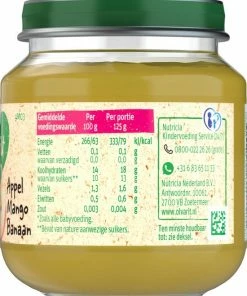 Olvarit Fruithapje 4+ Maanden - Appel Mango Banaan - 6 X 125g -Sophie Shop 550x677 1