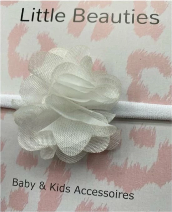 Little Beauties - Zacht Haarbandje - Wit - Baby - Peuter - Newborn - Babygift - Kraamkado - Meisje - Bloemetje 4 Little Beauties - Zacht Haarbandje - Wit - Baby - Peuter - Newborn - Babygift - Kraamkado - Meisje - Bloemetje - Afbeelding 2