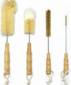 STACK Ecologische Flessenborstel Set | Speenborstel Set - Flessen Reiniger Set - Melkfles Borstel Set - Drinkfles Reiniger Set - Schoonmaakborstel Set - Flessenreiniger Set - Pijpenborstel - Kras En BPA Vrij - 4 Delige Set Voor Ieder Oppervlak