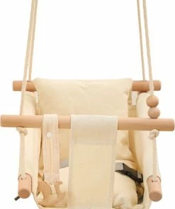 Hippe Schommels Baby / Kinder Schommel - Baby Swing OffWhite - Ergonomische Schommelstoel - Inclusief Zachte Kussens, Veiligheidsriem En Bevestigingsmaterialen -Sophie Shop 550x702 5