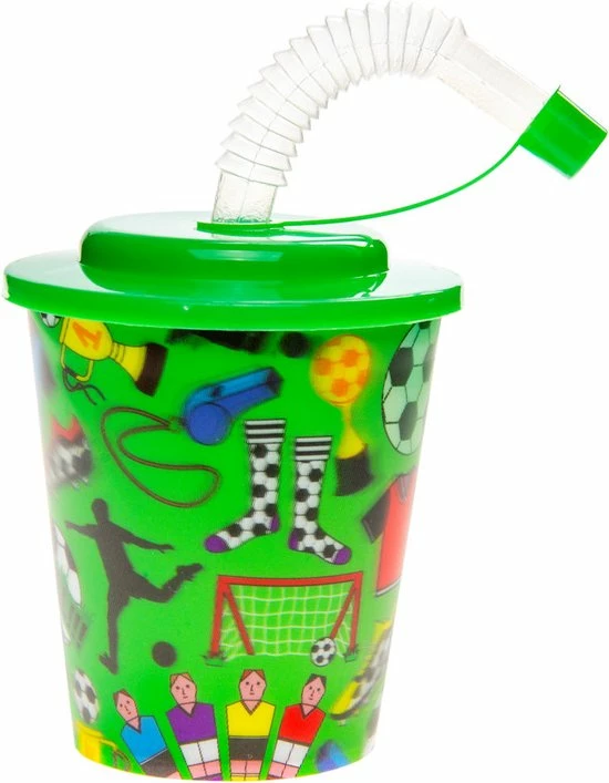 Decopatent 12 STUKS VOETBAL 3D Drink Beker Met Rietje En Deksel - 250ML - Voetballers Plastic Bekers - Kinderfeestje - Kinderverjaardag Bekertjes - Traktatie - Uitdeelcadeaus 5 Decopatent 12 STUKS VOETBAL 3D Drink Beker Met Rietje En Deksel - 250ML - Voetballers Plastic Bekers - Kinderfeestje - Kinderverjaardag Bekertjes - Traktatie - Uitdeelcadeaus - Afbeelding 3
