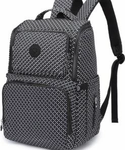 Bagwise - Luiertas - Rugzak - Verzorgingstas - Baby Rug Tas - Diaper Backpack - Unisex - Crinkle Nylon - 25 LT - Zwart/Wit -Sophie Shop 550x708 2