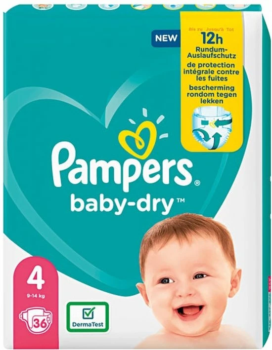 4x Pampers Baby Dry Luiers Maat 4 36 Stuks 4 4x Pampers Baby Dry Luiers Maat 4 36 Stuks - Afbeelding 2