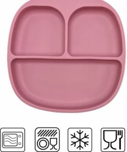 Merkloos Baby - Baby Bordjes - Kinderservies - Kinderbord - Met Zuignap - Onbreekbaar - 19x19 - Rose