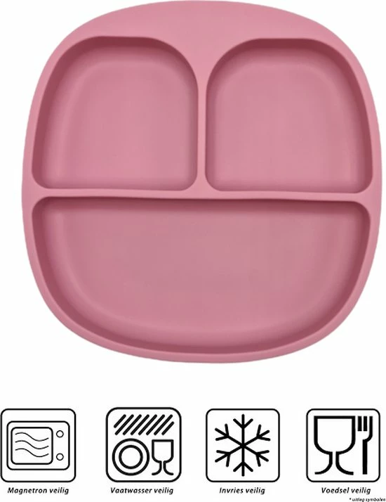 Merkloos Baby - Baby Bordjes - Kinderservies - Kinderbord - Met Zuignap - Onbreekbaar - 19x19 - Rose 3 Merkloos Baby - Baby Bordjes - Kinderservies - Kinderbord - Met Zuignap - Onbreekbaar - 19x19 - Rose