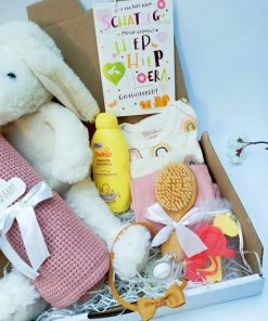 Hawsaz.nl Genderneutraal Baby Cadeau - Kraamcadeau - Babygeschenkset - Baby Set - Baby Kado - Kraamcadeau Voor Meisje - Lief - Babykleding - Kraampakket - Baby Knuffel - Geboorte Kado - Zwitsal - Babydeken -Sophie Shop 550x716 1