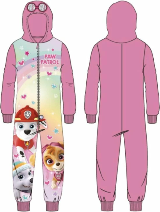 Paw Patrol Onesie - Pyjama - Met Capuchon - Roos - 92 / 2 Jaar 3 Paw Patrol Onesie - Pyjama - Met Capuchon - Roos - 92 / 2 Jaar