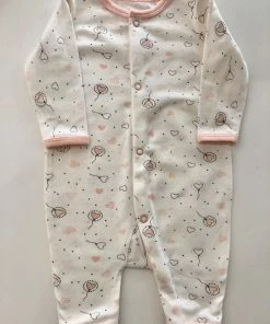 Merkloos Baby New Born Pyjama, Biologisch Katoen, Meisjes, Maat 50/56, "hartje/ballon"