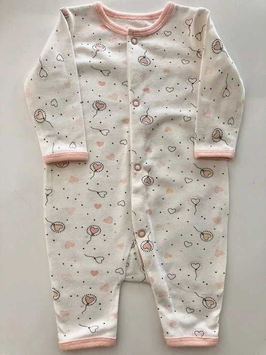 Merkloos Baby New Born Pyjama, Biologisch Katoen, Meisjes, Maat 50/56, "hartje/ballon" 3 Merkloos Baby New Born Pyjama, Biologisch Katoen, Meisjes, Maat 50/56, "hartje/ballon"