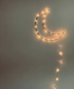 My-Sunshine Maanlampje - Zilver - Draadlamp Op Batterijen - Verlichting Babykamer - Kinderkamer - Lichtslinger - Draadlampje - Lichtsnoer