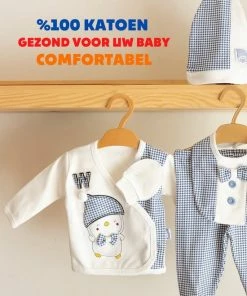 Merkloos Miniworld - Baby Geschenksets - Baby Born - Newborn Kleding - Newborn Set - Newborn Mutsje - Kraamcadeau Meisje - Baby Born Kleertjes - Kraamcadeau Jongen - Kraamcadeau - Kraampakket - Babyshower Cadeau Setje 5/delig - Blauw - 0-3 Maanden