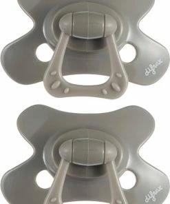 Difrax Fopspeen 6+ Maanden Dental - Grijs/Clay - Orthodontische Speen - 2 Stuks