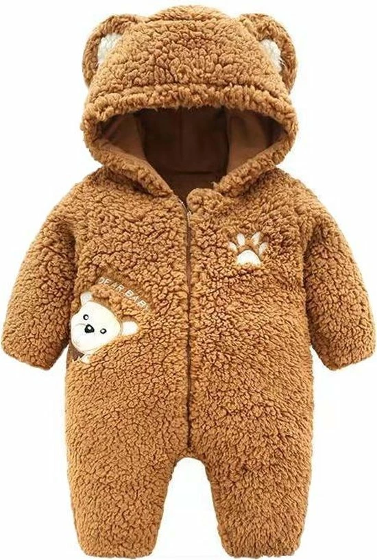 Budino Luxe Baby Pyjama Romper Onesie Dear Beer Dier - Bruin - 6 Mnd 3 Budino Luxe Baby Pyjama Romper Onesie Dear Beer Dier - Bruin - 6 Mnd