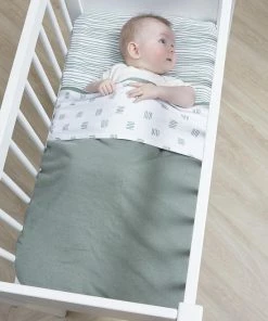 Meyco Ledikant Laken Block Stripe - 100x150 Cm - Forest Green -Sophie Shop 550x825 77