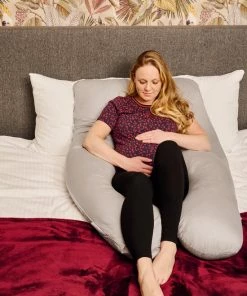Telano Zwangerschapskussen 100% Katoen XXL | Extra Hoes En Opbergtas | 100% Katoenen Hoes | 2500 Gram Vulling| Voedingskussen | U Vorm | Extra Groot | Zijslaapkussen | Grijs -Sophie Shop 550x827